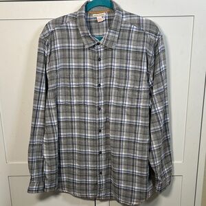 Carbon 2 Cobalt Men's Large Cotton Grey Blue Plaid Long Sleeve Size XL Preowned